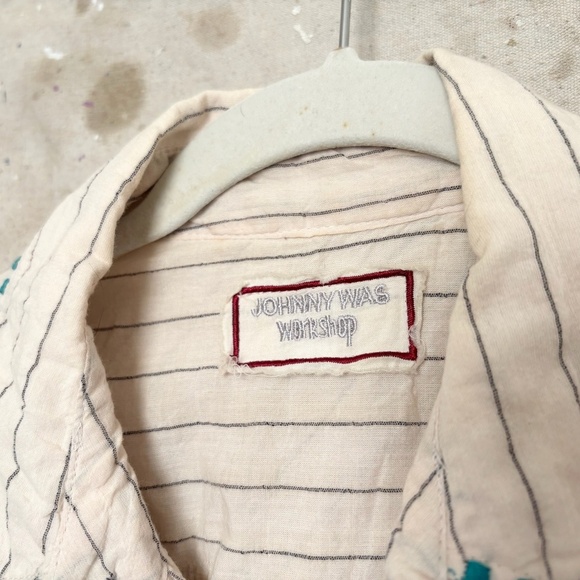 Johnny Was Nandi Tie Front Shirt In Stripe Print - Picture 3 of 5